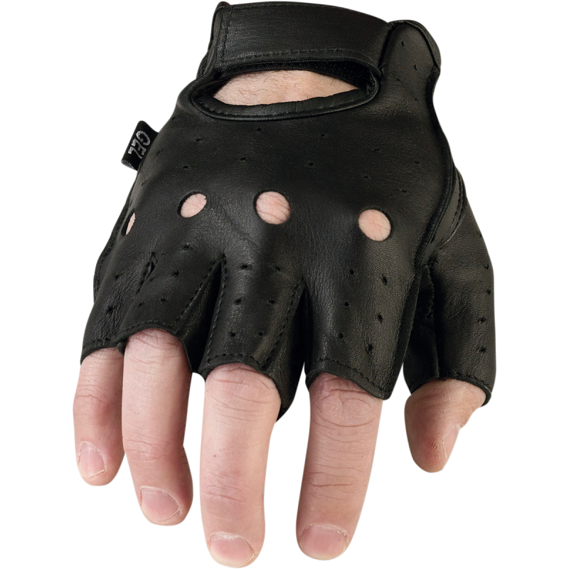 Z1R Men's Leather Fingerless Gloves w/Padded Palm & Perforations (LAST ONE!)