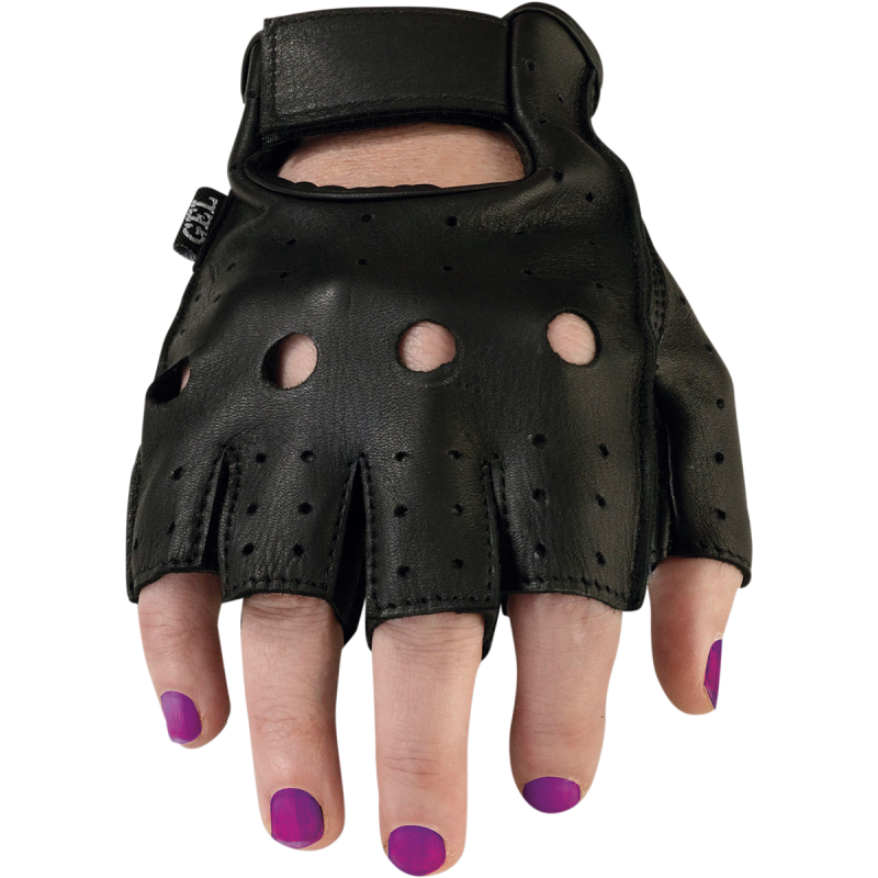 Z1R Women's Leather Fingerless Gloves w/Padded Palm & Perforations (LAST ONE!)